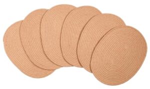 dajamai jute woven oval placemats set of 6, brown plate charger 12x16 inches jute heat resistant non-slip weave placemats farmhouse straw braided rattan tablemats wicker placemats for dining table