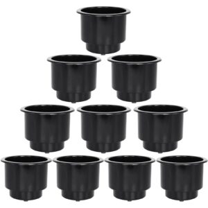 yuanhe black plastic cup drink holder insert with drain for boat car marine rv, 10pcs