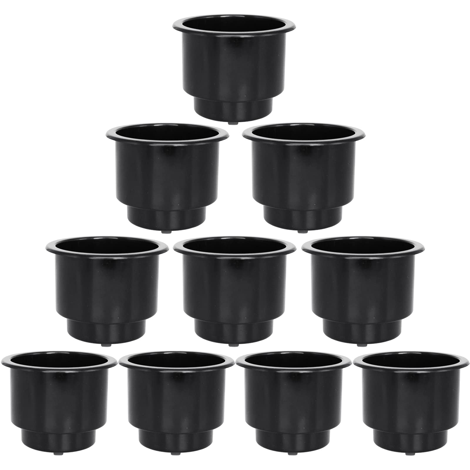 Yuanhe Black Plastic Cup Drink Holder Insert with Drain for Boat Car Marine Rv, 10PCS