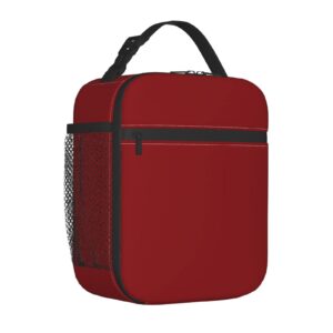 Deep Red Lunch Box Insulated Lunch Bag Thermal Cooler Tote Bags Reusable Lunchbox for Kids Girls Boys Women Men School Office Travel