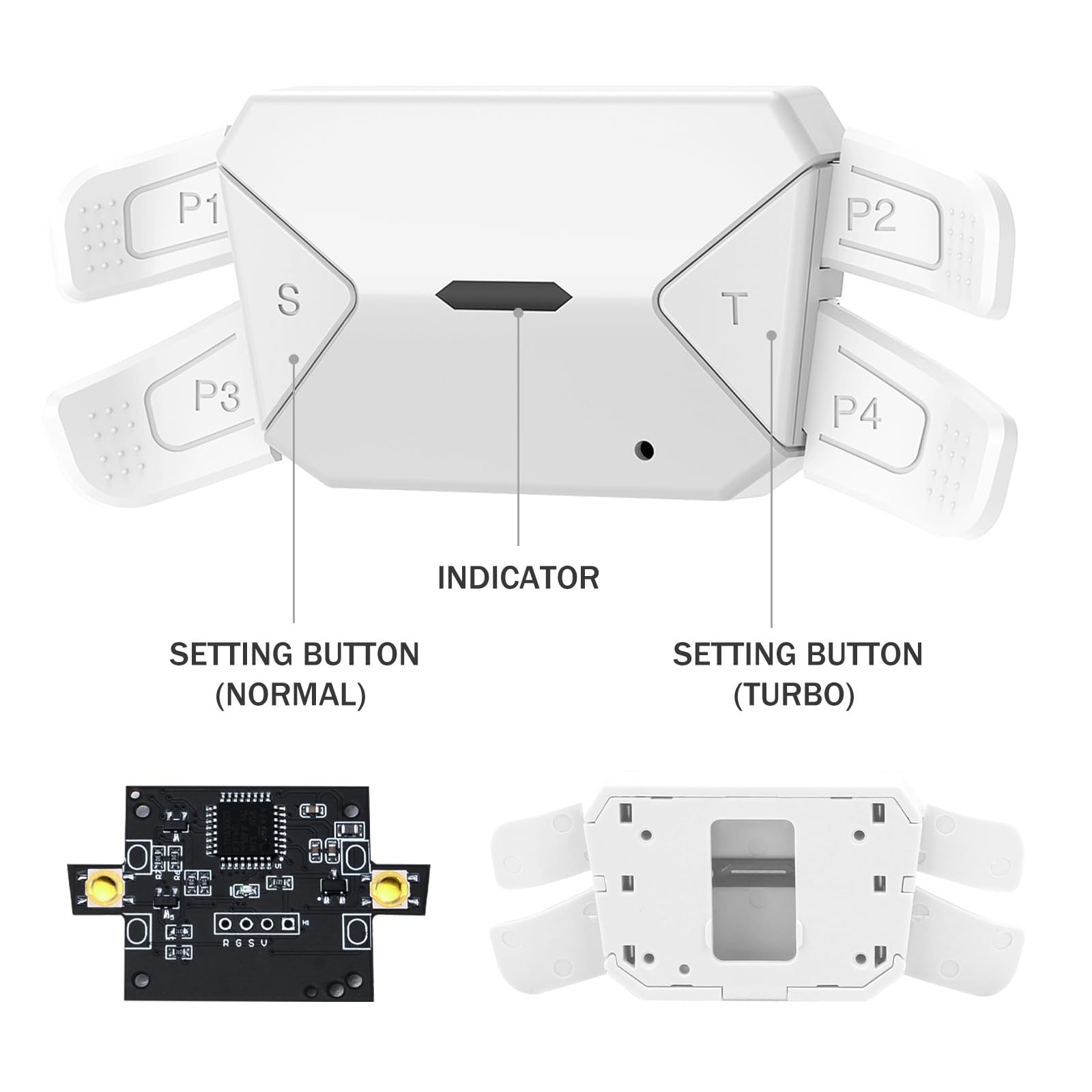 TOMSIN Programmable Remap Back Paddles Kit for PS5 Controller BDM 010 & BDM 020, 4 White Upgrade Back Button Attachment for PS5 Controller(Model 010&020)