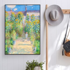 Claude Monet Canvas Wall Art - The Artists Garden at Vtheuil Poster - Fine Art Print - Oil Painting Reproduction - Nature Pictures Cool Wall Decor for Living Room Bedroom Unframed (12x16in/30x40cm)