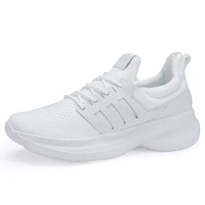 Casbeam Mens Running Shoes Light Comfort Walking Casual Sport Mesh Sneakers Work Gym Non Slip Tennis Cross Trainer White Size 8.5