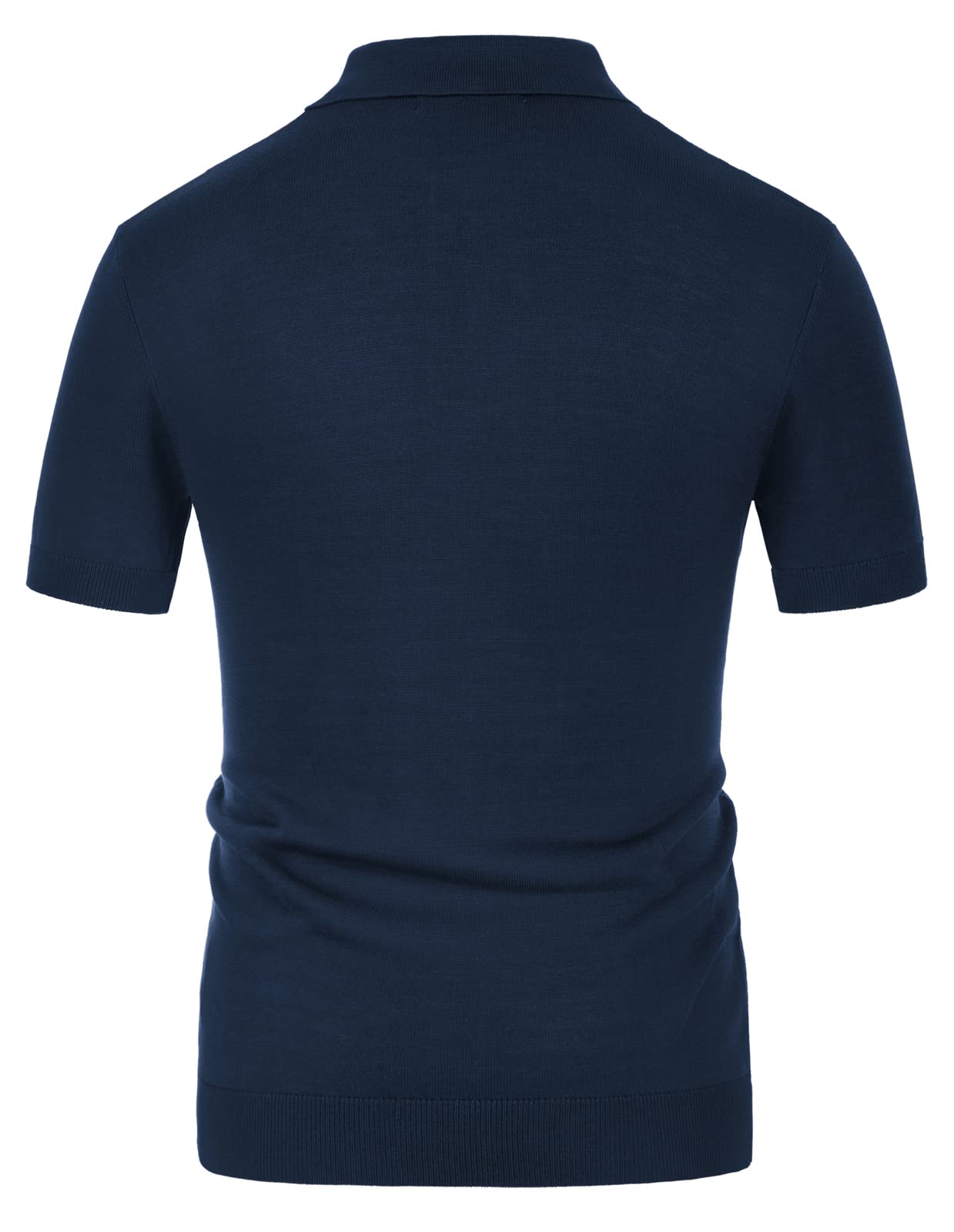 PJ PAUL JONES Men's Knitted Muscle Bowling T Shirts Stretch Short Sleeve Workout Tee Casual Slim Fit Polo Shirt Navy Blue 2XL