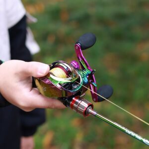 Sougayilang Colorful Baitcasting Fishing Rod and Fishing Reel, Ultra Light Trout Rods 2 Pieces and Baitcaster Reel Combo