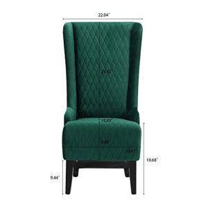 UBGO Living Room,High Velvet Arm, Modern Accent 22" Wide Wing Back, Side, Fabric Wingback Chairs, Retro Green