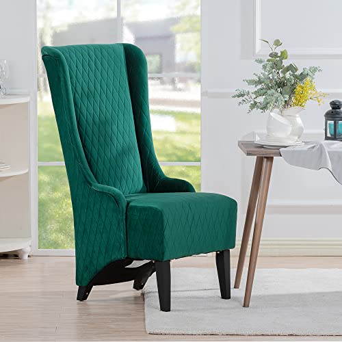 UBGO Living Room,High Velvet Arm, Modern Accent 22" Wide Wing Back, Side, Fabric Wingback Chairs, Retro Green