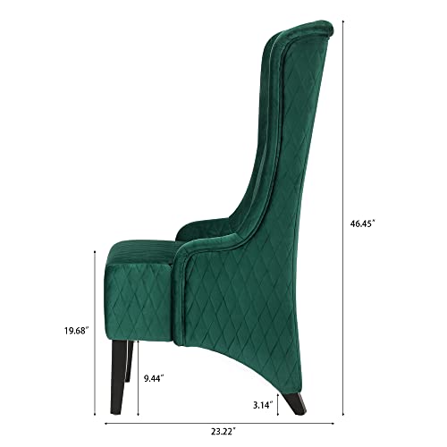 UBGO Living Room,High Velvet Arm, Modern Accent 22" Wide Wing Back, Side, Fabric Wingback Chairs, Retro Green