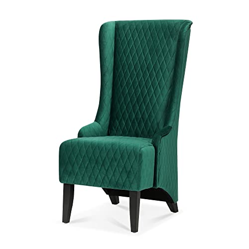 UBGO Living Room,High Velvet Arm, Modern Accent 22" Wide Wing Back, Side, Fabric Wingback Chairs, Retro Green