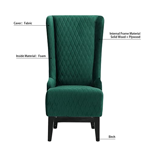 UBGO Living Room,High Velvet Arm, Modern Accent 22" Wide Wing Back, Side, Fabric Wingback Chairs, Retro Green