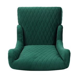 UBGO Living Room,High Velvet Arm, Modern Accent 22" Wide Wing Back, Side, Fabric Wingback Chairs, Retro Green