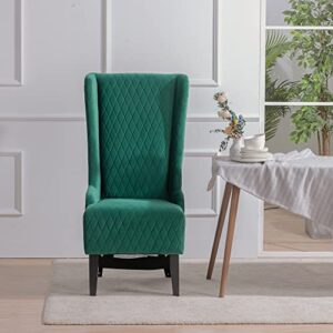 UBGO Living Room,High Velvet Arm, Modern Accent 22" Wide Wing Back, Side, Fabric Wingback Chairs, Retro Green