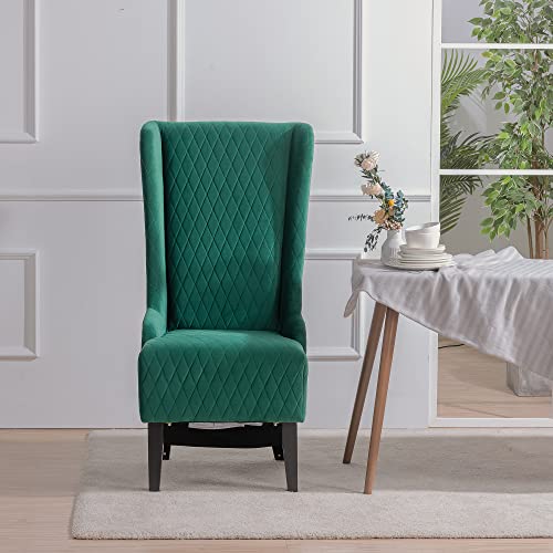 UBGO Living Room,High Velvet Arm, Modern Accent 22" Wide Wing Back, Side, Fabric Wingback Chairs, Retro Green