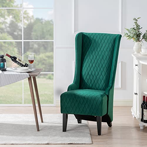 UBGO Living Room,High Velvet Arm, Modern Accent 22" Wide Wing Back, Side, Fabric Wingback Chairs, Retro Green