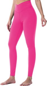 sunzel workout leggings for women, squat proof high waisted yoga pants 4 way stretch, buttery soft v cross waist - 28" hot pink medium