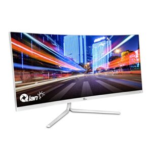 Qian 30" Ultra Wide FHD 1080P Curved Computer Monitor,100 Hz VA Panel Office Monitor, 21:9 Aspect Ratio,178°Viewing Angle,16.7M Display Colors,Framless AMD Freesync GSync,Tilt Adjustable