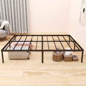 ALDRICH Metal Full Size Bed Frame - 16 Inch Tall Black Basic Steel Slats Platform, Easy Assembly Heavy Duty Noise Free Bedframes, No Box Spring Needed