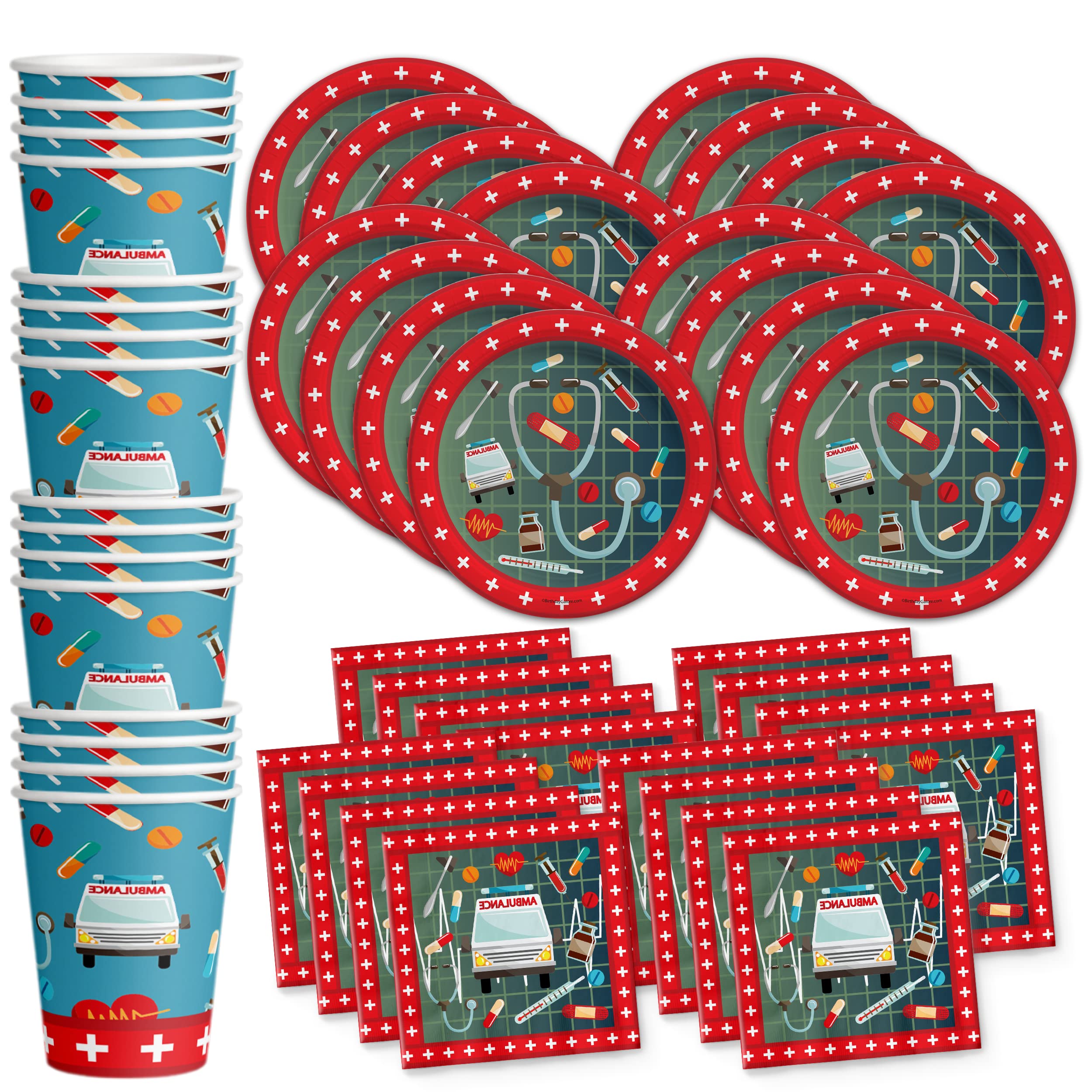 Medical- Doctor & Nurse Birthday Party Supplies Set Plates Napkins Cups Tableware Kit for 16