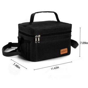 Lunch Bag for Men/Women, Insulated Reusable Lunch Box Leakproof Cooler Tote Bag Freezable with Adjustable Shoulder Strap for Office Work Picnic Beach(Black)