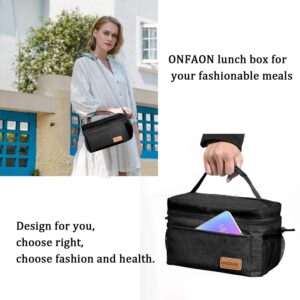 Lunch Bag for Men/Women, Insulated Reusable Lunch Box Leakproof Cooler Tote Bag Freezable with Adjustable Shoulder Strap for Office Work Picnic Beach(Black)