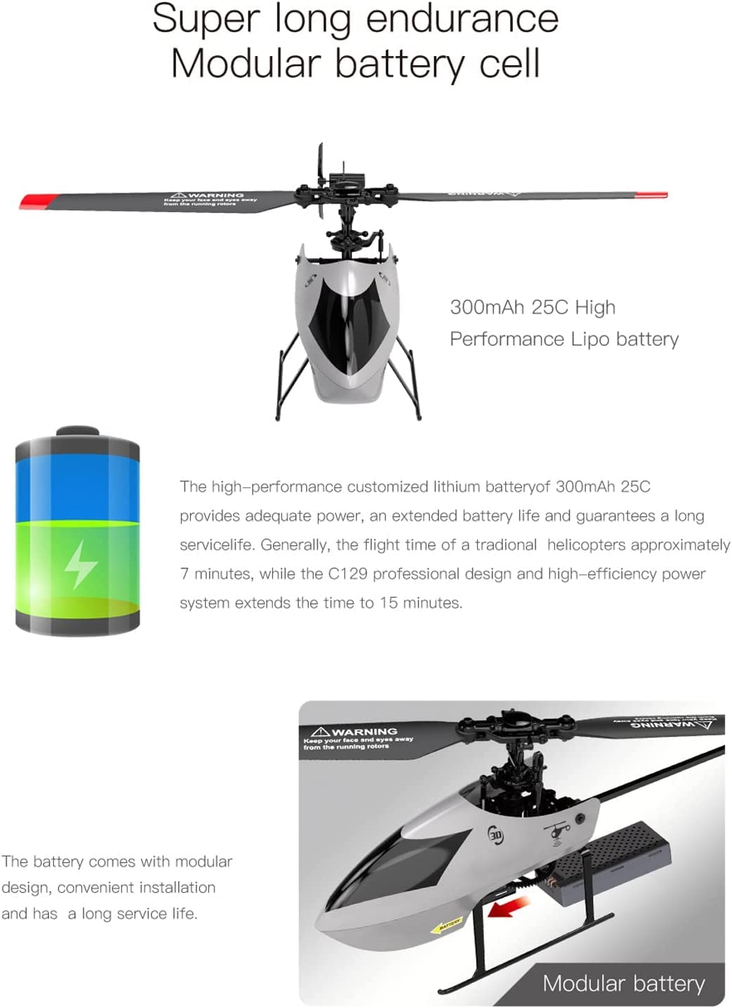 GoolRC C129 V2 RC Helicopter, 4 Channel Remote Control Helicopter with 6-Axis Gyro, 2.4GHz RC Aircraft with 3D Flips, Altitude Hold, One Key Take Off/Landing and 3 Batteries for Adults and Beginners