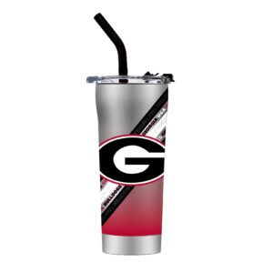gametime sidekicks georgia stainless steel straw tumbler - officially licensed, 18/8 stainless steel, double-walled, vacuum-insulated, uv led printed logos, sweatless, stays hot/cold -