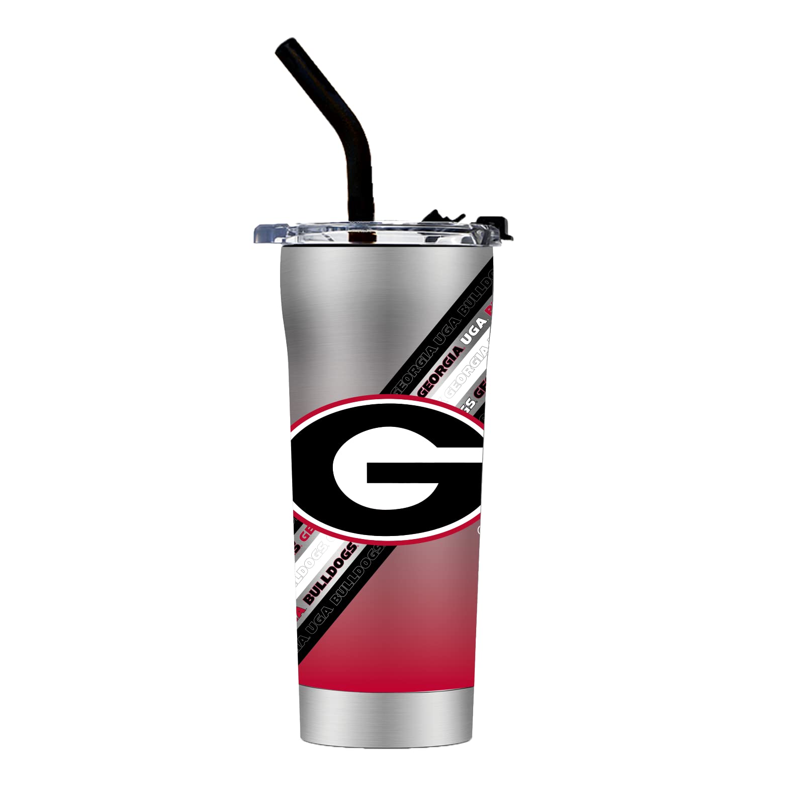 Gametime Sidekicks Georgia Stainless Steel Straw Tumbler - Officially Licensed, 18/8 Stainless Steel, Double-walled, Vacuum-insulated, UV LED Printed Logos, Sweatless, Stays Hot/Cold -