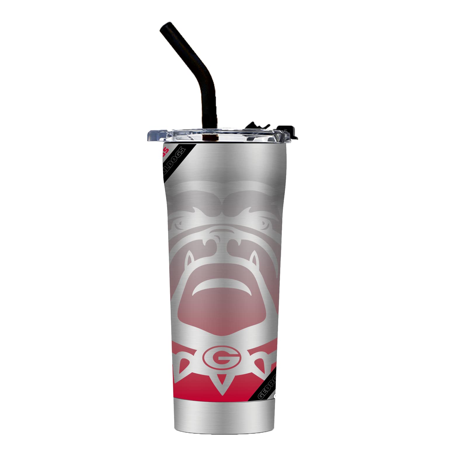 Gametime Sidekicks Georgia Stainless Steel Straw Tumbler - Officially Licensed, 18/8 Stainless Steel, Double-walled, Vacuum-insulated, UV LED Printed Logos, Sweatless, Stays Hot/Cold -