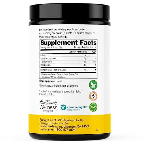 Sandhu's Prebiotic Fiber Supplement Powder –30 Servings- SunFiber® –Low FODMAP Unflavored Supplement for Digestive & Colon Health –- Gluten Free Powder – Supports Gut Health in Men & Women