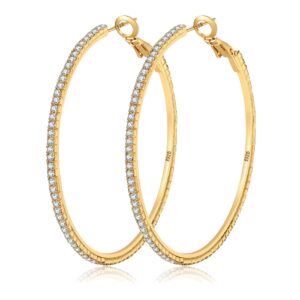 gold rhinestone hoop earrings large gold hoop earrings cubic zirconia hoop earrings thin rhinestones round hoop earrings women big gold hoop earrings sparkly hoop earrings with crystals for womens