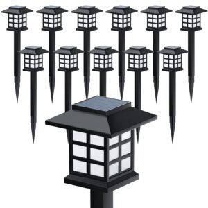 Beassla Solar Garden Outdoor Lights 12 Pack, 12 Hrs Long-Lasting Waterproof Pathway Lights Solar Powered Auto On/Off, Decorative for Landscape Walkway Driveway Patio Yard & Lawn