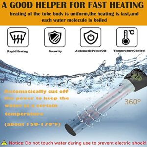 Lakkzoom Immersion Water Heater with 304 Stainless Steel Cover Intelligent Temperature Control and Digital LCD Thermometer Electric Portable Bucket Heater Heat 5 Gallons of Water in Minutes 1500W