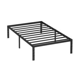 KUJIELAN Black Thickened and Reinforced Metal Bed Frame - Structurally Stable 14 Inch Steel Bar Supported Bed Frame,Easy to Assemble and Transport Bed Frame Under Bed Storage, Twin