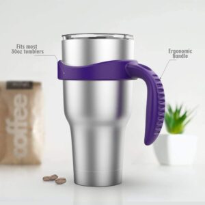 ALAFAT Tumbler Handle for 30 oz Yeti Rambler Cooler Cup, Rtic Mug, Sic, Ozark Trail Grip and more Tumbler Mugs - BPA FREE (Purple)