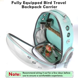 Bird Carrier Backpack Travel Cage with Perch, Breathable Clear Parrot Cockatiel Cage with Toy Stainless Steel Food Bowl Tray for Conures Parakeet Budgie Canary Lovebirds, Small Animal Pet Carrier Bag