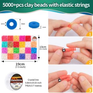 IOOLEEM Clay Beads, Polymer Clay Beads, 6000+ Multi-Colored Clay Beads Kit, Clay Beads for Bracelet Making, Clay Beads for Jewelry Making.