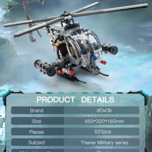 dOvOb Military Bird Helicopter Building Blocks Set, Fighting Army Plane Toys as Gift for Kids or Adult (523 Pieces)