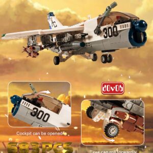 dOvOb Military A-7 Fighter Jet Building Blocks Set, Fighting Falcon Army Plane Toys as Gift for Kids or Adult (683 Pieces)