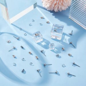 PH PandaHall 300pcs Ball Post Earring Studs, 304 Stainless Steel Ball Stud Earring Findings with Butterfly Earring Backs and Open Jump Rings for DIY Jewelry Earring Making