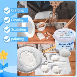 Modeling Foam Clay, 500g(17.6oz) Soft Air Dry Clay for Adults Lightweight DIY Creative Art Supplies with Sculpting Tools,Suitable for Cosplay/Crafts/Design/Shaping-White