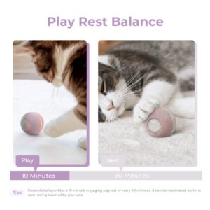 Cheerble Hoochii Smart Interactive Cat Toy, 3 Interactive Modes Automatic Moving Bouncing Rolling Ball for Indoor Cat Kitten Birthday Gift, Self Rotating Ball with Lights and Bell, USB Rechargeable