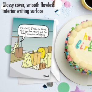 NobleWorks Hysterical Birthday Greeting Card with 5 x 7 Inch Envelope (1 Card) BdayCheese Aging C10299BDG