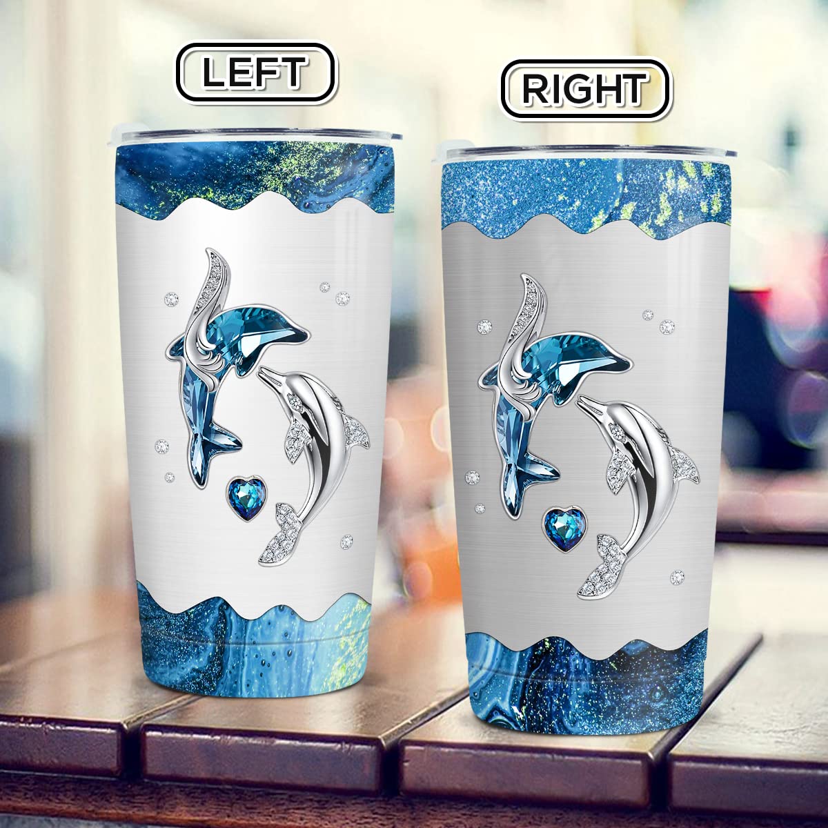 Wassmin Dolphin Tumbler Dolphin Gift For Women Girls Teen Dolphins Jewelry Drawings Stainless Steel Insulated Tumblers Coffee Travel Mug Cup 20oz With Lid Birthday Christmas Presents