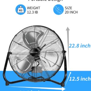 BEESTAR 20 Inch Floor Fan,High Velocity Fan with 3-Speeds&Adjustable Tilting Head,Heavy Duty Metal Industrial Fan for Shop, Garage,Commercial, Residential, and Greenhouse,Black (20 INCH)