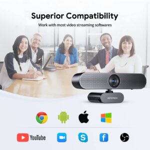 DEPSTECH Webcam 4K, Zoomable Webcam with Microphone and Remote, Equipped with Sony Sensor, 3X Digital Zoom, Noise-Canceling Mics, Auto-Focus Computer Camera for PC/Mac/Laptop/Zoom/Teams/OBS/Google