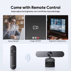 DEPSTECH Webcam 4K, Zoomable Webcam with Microphone and Remote, Equipped with Sony Sensor, 3X Digital Zoom, Noise-Canceling Mics, Auto-Focus Computer Camera for PC/Mac/Laptop/Zoom/Teams/OBS/Google