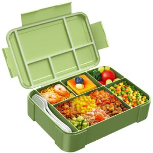 Jelife Bento Box Kids Lunch Box - 1450ml Large Leakproof 6 Compartments Kids Lunchbox Toddler Bento Box with Utensils for School, Book-Style Reusable Lunch Snack Containers for Daycare