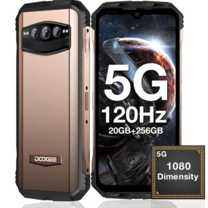 doogee v30t 5g unlocked smartphone, 6.58-inch fhd+ 120hz display, 108mp flagship camera, 20gb ram, 256gb storage, 10800mah battery, rugged gold