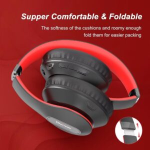 Glynzak Wireless Bluetooth Headphones Over Ear 65H Playtime HiFi Stereo Headset with Microphone and 6EQ Modes Foldable Bluetooth V5.3 Headphones for Travel Smartphone Computer Laptop