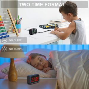 T-FAMY Digital Clock Battery Operated with Unique 1.2'' LED / 1.8'' LCD Auto Display, Small Cordless Alarm Clock for Bedroom Wall Travel (Red Display)